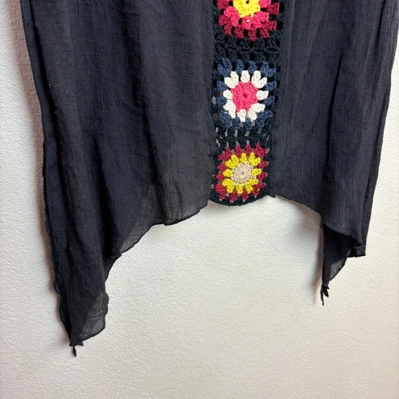 India Boutique Crochet Granny Square Womens One Size Black Boho Swimsuit Cover - Picture 5 of 11
